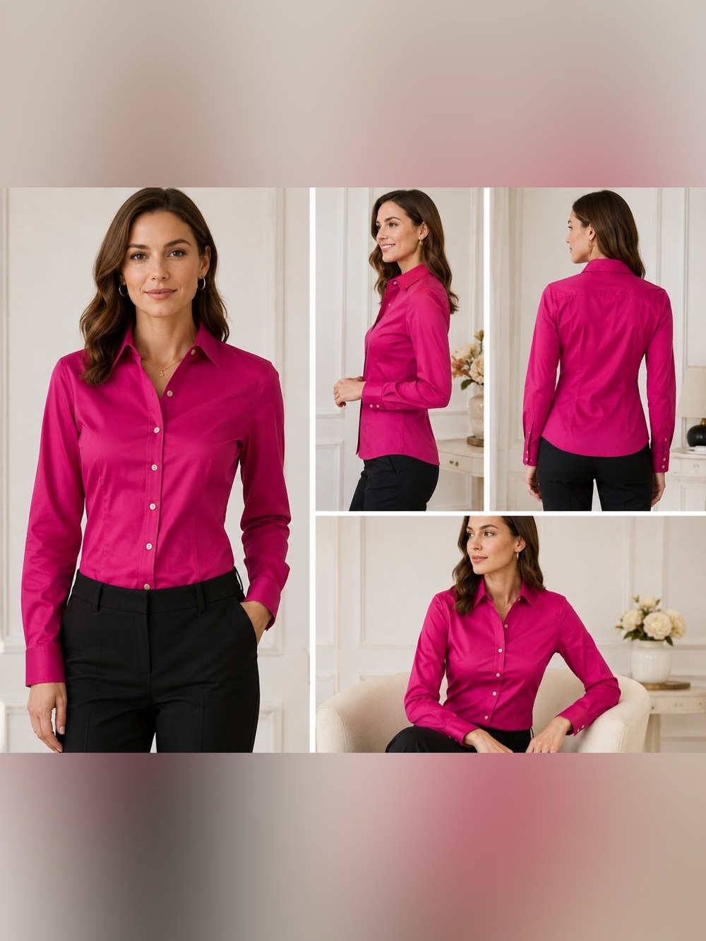 Banana Republic Women's no Iron Button-Down Shirt Wild Orchid 12